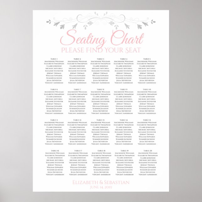 Tableau 20 Mariage rose et gris simple (Devant)
