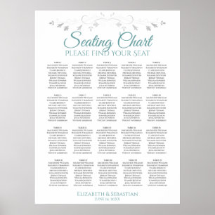 Tableau 20 Plat simple Turquoise et gris Mariage