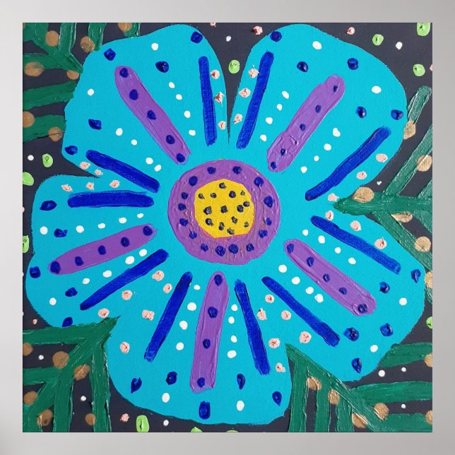Tableau à fleurs bleues (Devant)