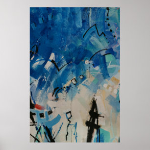 Tableau abstrait bleu et blanc