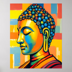 Tableau Abstrait de Bouddha numérique contemporain