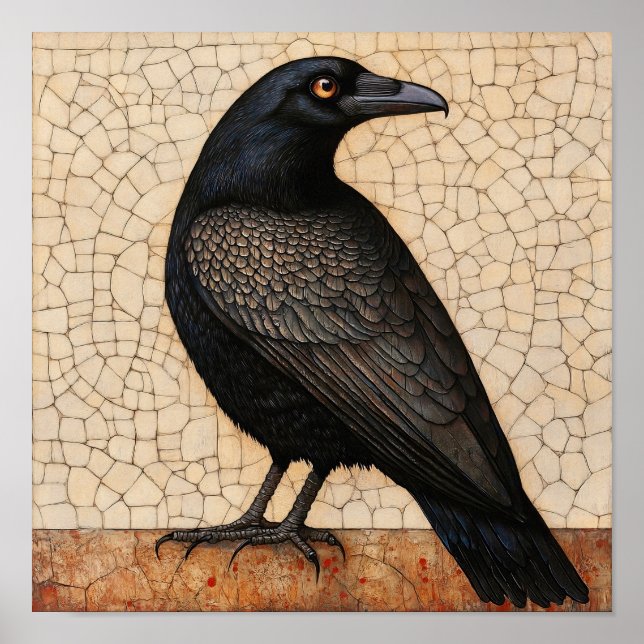 Tableau Abstrait d'oiseaux de corneille (Devant)