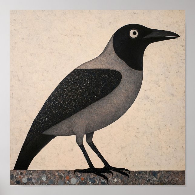 Tableau Abstrait d'oiseaux de corneille (Devant)