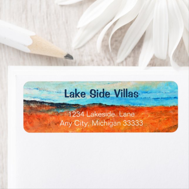 Tableau Abstrait Plage Bleu Orange Personnaliser (En situation)