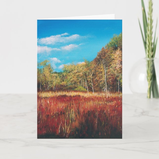 Tableau acrylique de la piste automnale | Cartes d (Devant)