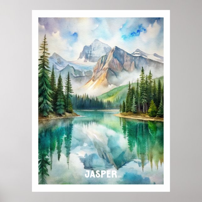 Tableau aquarelle du parc national Jasper (Devant)