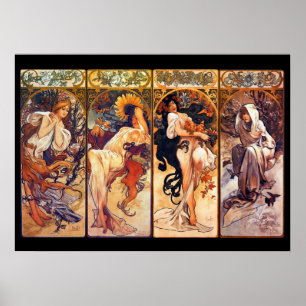 Tableau Art nouveau époustouflant d'Alphonse Mucha