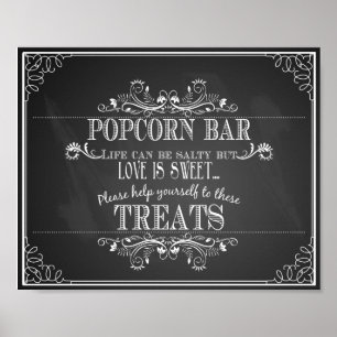 Tableau Chalkboard Mariage Popcorn Barre imprimer