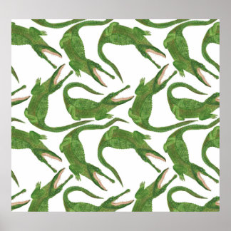 Tableau d'aquarelle blanc crocodile