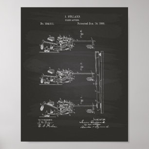 Tableau d'art de brevet de l'action de piano 1886