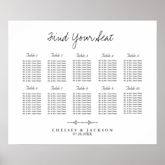 Tableau de 10 places assises minimales (Devant)