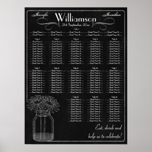 Tableau de bord avec Mason Jar Mariage de siège gr