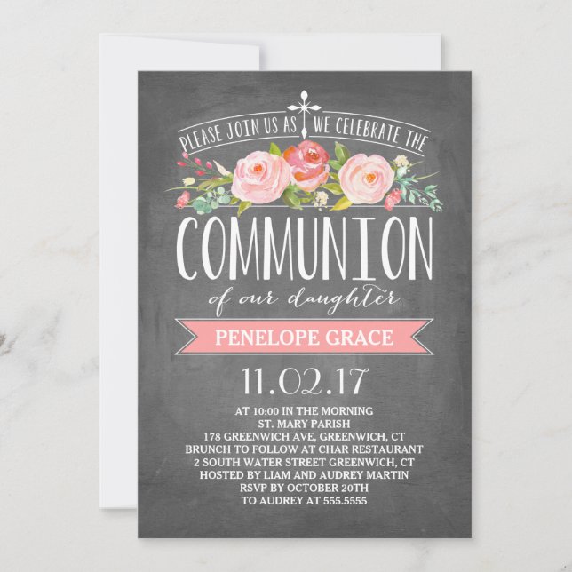 Tableau de bord de bannière Rose| Invitation à la  (Devant)