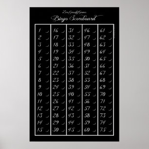 Tableau de bord de bingo 75 - Jeux de gravité zéro