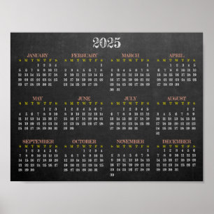 Tableau de bord Design Calendrier 2025 Poster