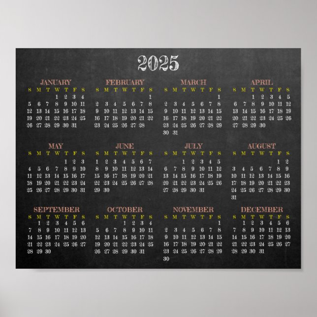 Tableau de bord Design Calendrier 2025 Poster (Devant)