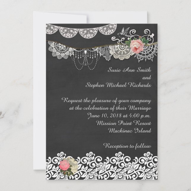 Tableau de bord et dentelle Faire-part de mariage  (Devant)