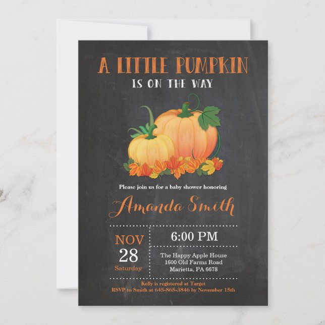 Tableau de bord Invitation Baby shower d'automne c (Devant)