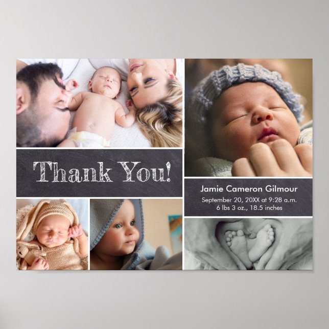 Tableau de bord Photos modernes Baby shower Merci (Devant)