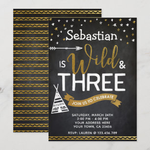 Tableau de bord Wild and Three Birthday Invitation