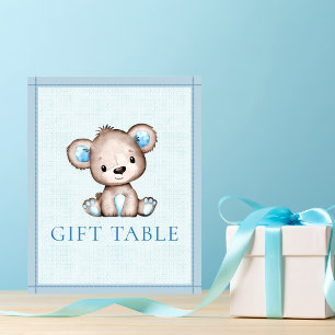 Tableau de Cadeaux Ourson Brun Mignon Baby Shower