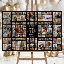 Tableau de collage photo d'anniversaire 70 ans noi