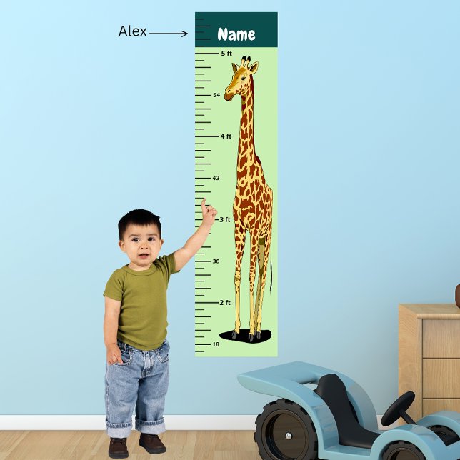 Tableau de croissance de la girafe à long cou Ajou (Long Neck Giraffe Growth Chart Add Child's Name)
