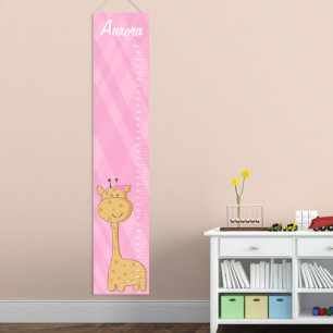 Tableau de croissance de la Giraffe de fille rose 