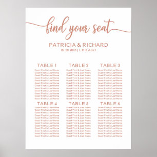 Tableau de disposition de mariage 6 tables Rose Go
