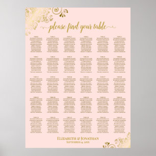 Tableau de disposition de mariage à 30 tables Rose