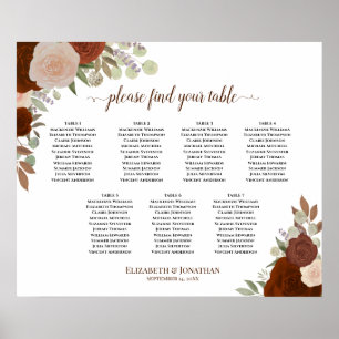 Tableau de disposition de mariage aux roses orange