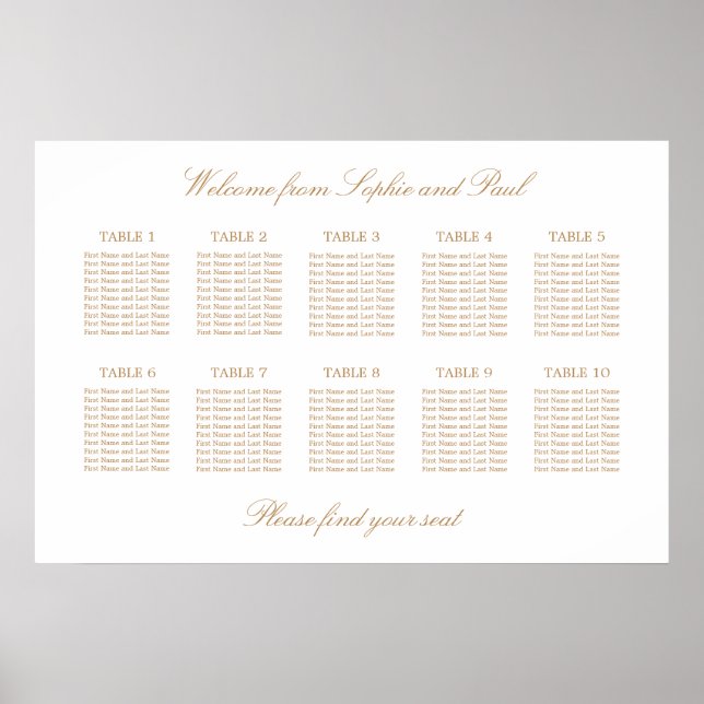 Tableau de disposition de mariage de table 10 beig (Devant)