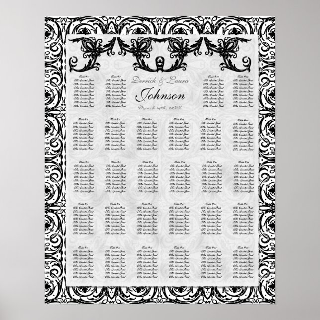 Tableau de la réception, Damas noir blanc (Devant)