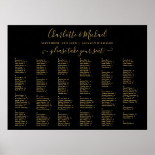 Tableau de mariage 200 noms Noir et Or Plan de tab