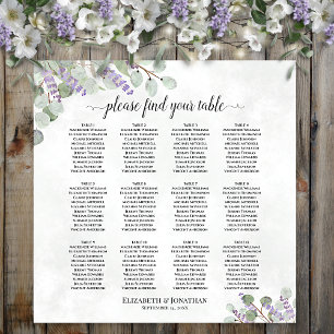Tableau de mariage à 12 tables Lavande Eucalyptus