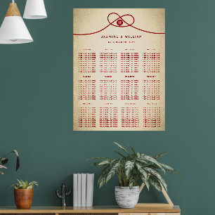 Tableau de Mariage à double bonheur à noeud rouge