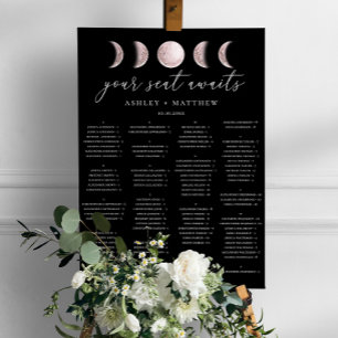 Tableau de Mariage Alphabétique Noir Lune