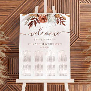 Tableau de mariage aux fleurs de terracotta automn