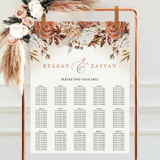 Tableau de mariage aux fleurs de terre cuite Pampa