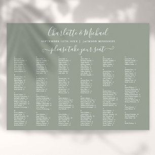 Tableau de mariage avec 200 noms de couleur vert s