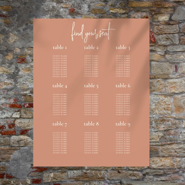Tableau de Mariage de table Rustique en terre cuit (Available printed or as a printable digital download)
