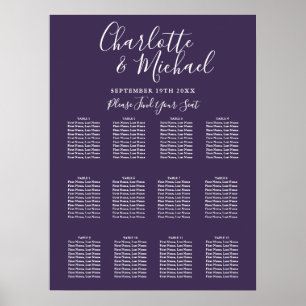 Tableau de mariage élégant et signature violet pou