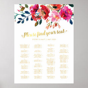 Tableau de mariage floral alphabétique pour placem