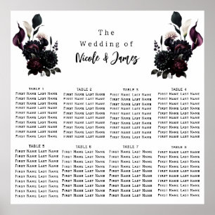 Tableau de mariage floral romantique et sombre