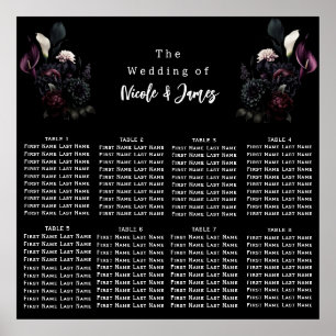 Tableau de mariage floral romantique et sombre