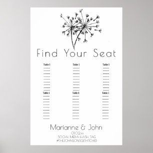 Tableau de mariage minimaliste avec logo de pissen