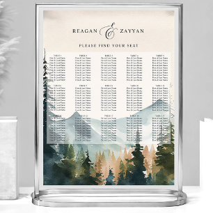 Tableau de Mariage Montagnes & Pins à l'Aquarelle