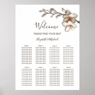Tableau de mariage rose blanc à fleurs de cerisier