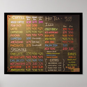Tableau de menu de salon de café - Affiche 8x10