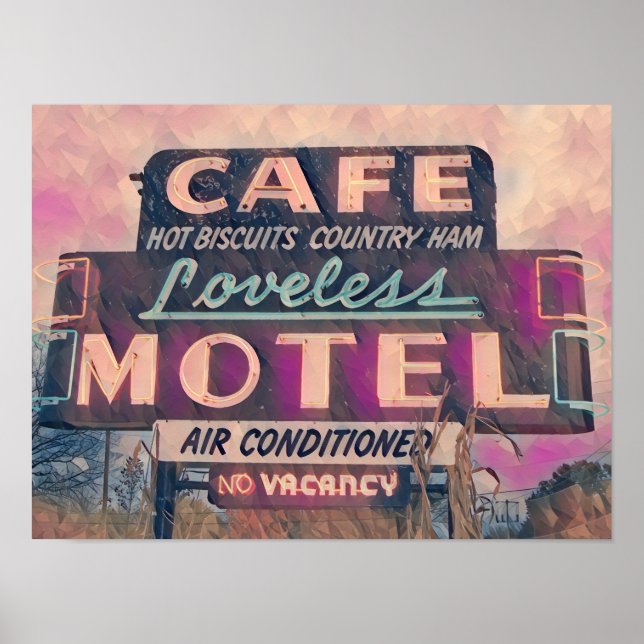 Tableau de néon à l'affiche du Loveless Cafe (Devant)